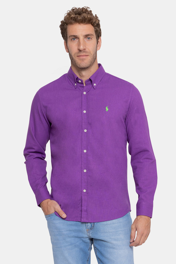 Camisa Ralph Lauren Custom Fit Linho Green Icon Roxa