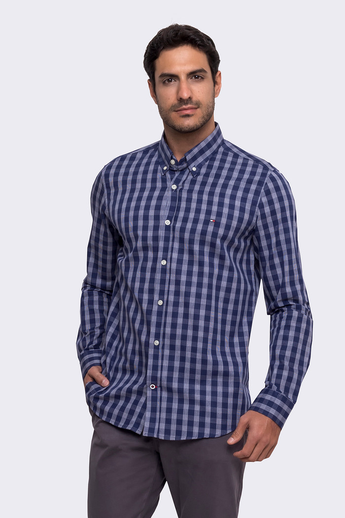 Camisa Tommy Hilfiger Regular Fit Xadrez Galles Azul Marinho