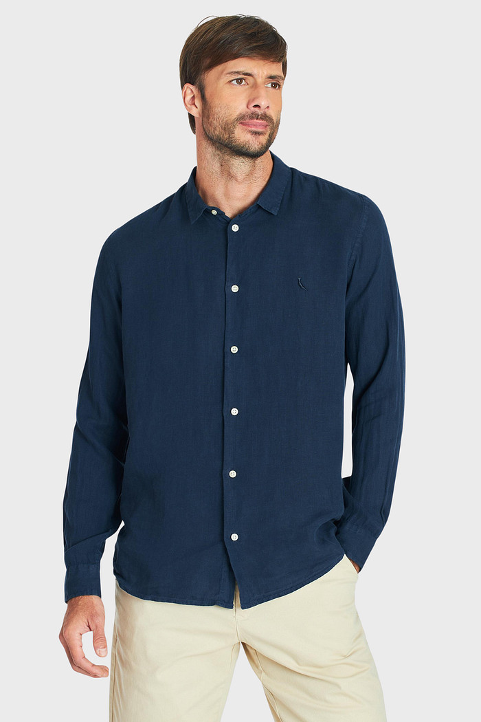 Camisa Reserva Linho Básico Azul Marinho