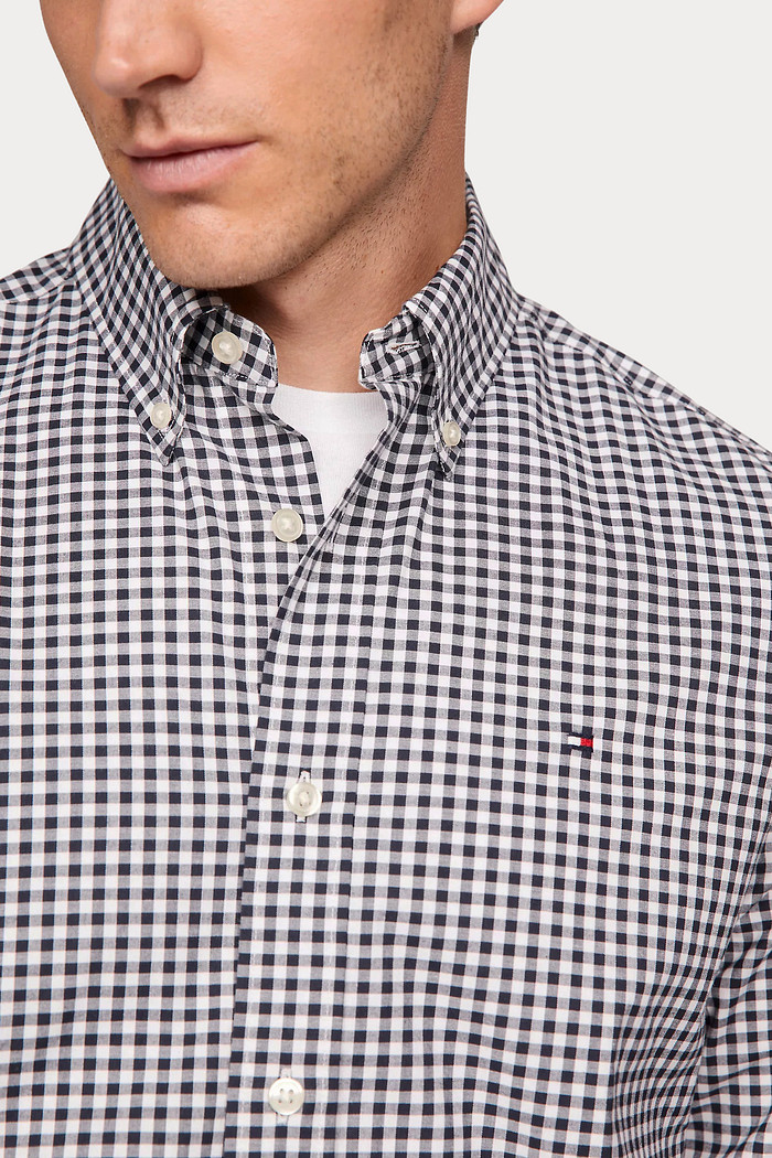 Camisa Tommy Hilfiger Regular Fit Gingham Poplin Preta