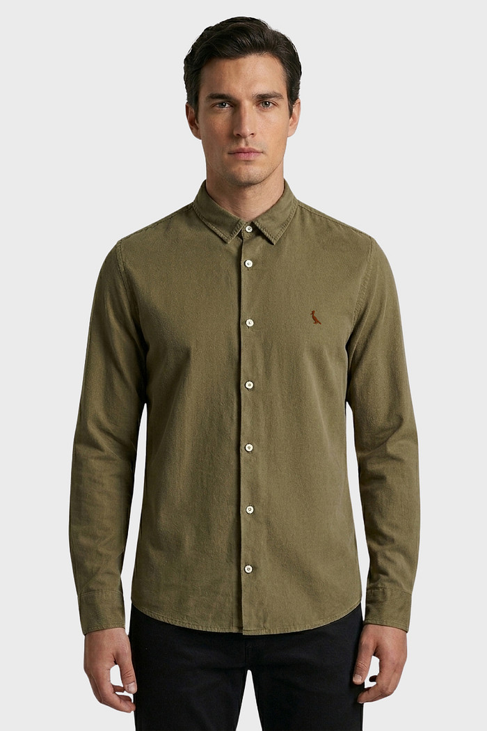 Camisa Reserva Manga Longa Nova Paraty Contraste Verde Musgo