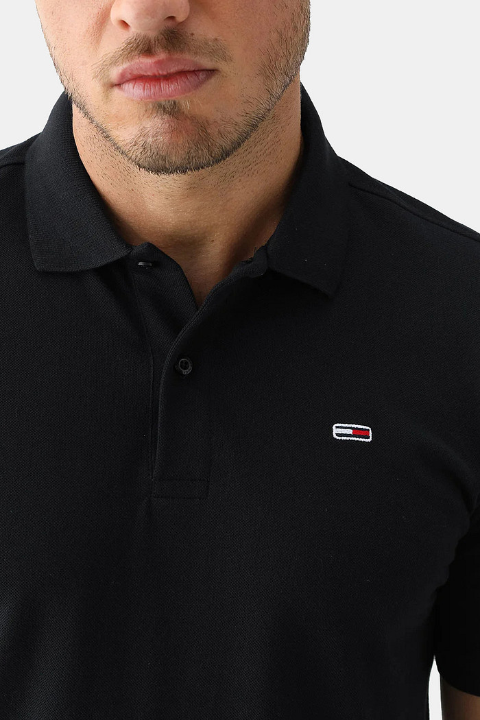 Camisa Polo Tommy Jeans Masculina Classica Slim Preta