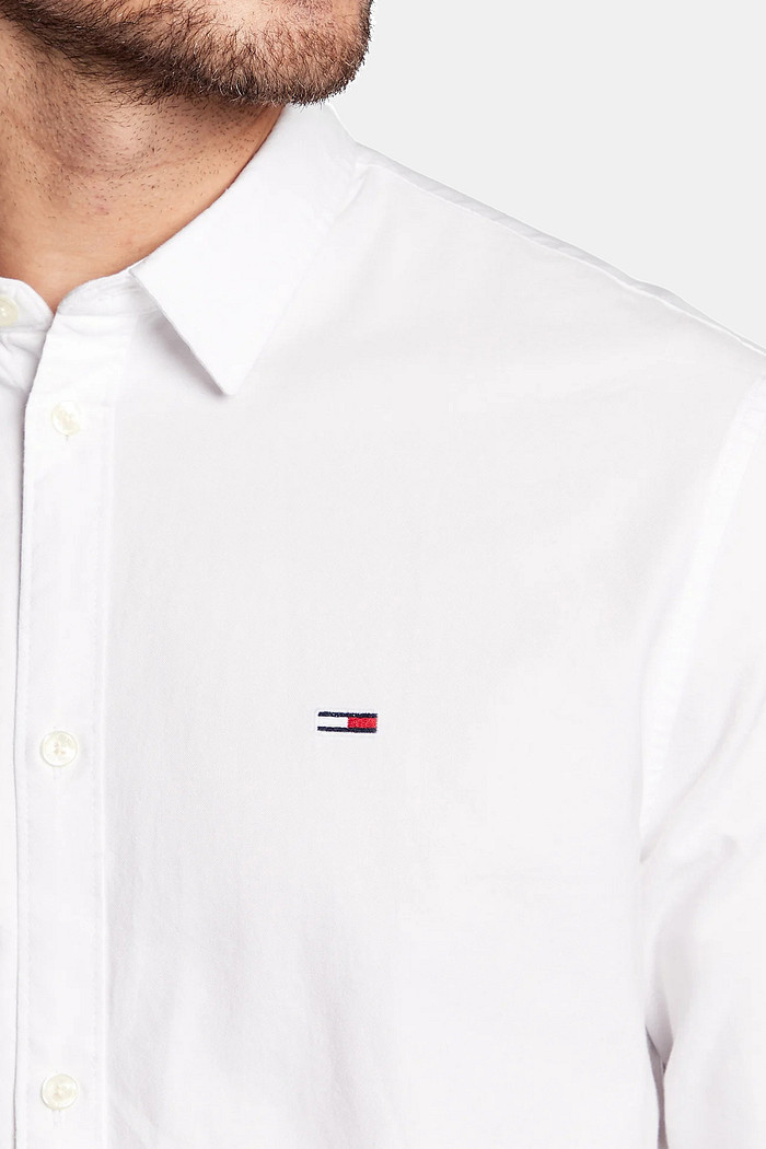 Camisa Tommy Jeans Masculina Regular Oxford Stretch Branca