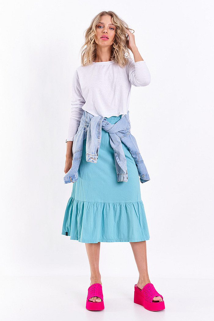 Saia Babado Verde Acqua