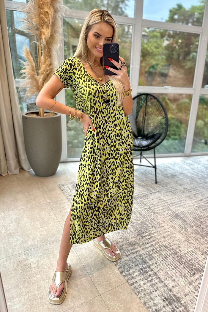Vestido Midi Animal Print Lima