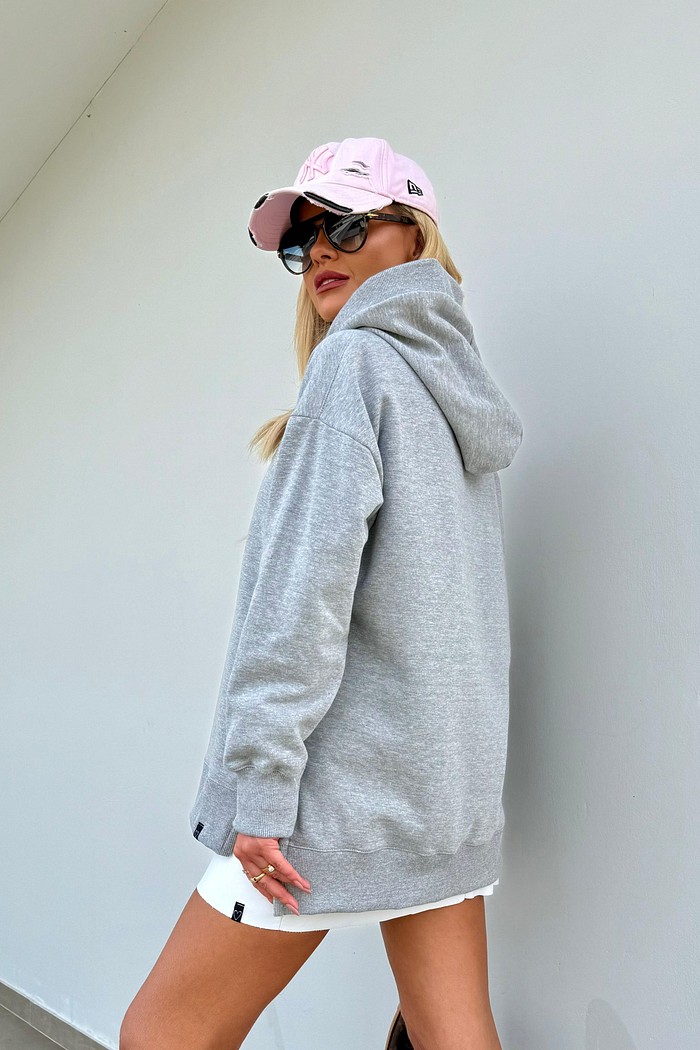 Moletom Maxi Peluciado Cinza Mescla