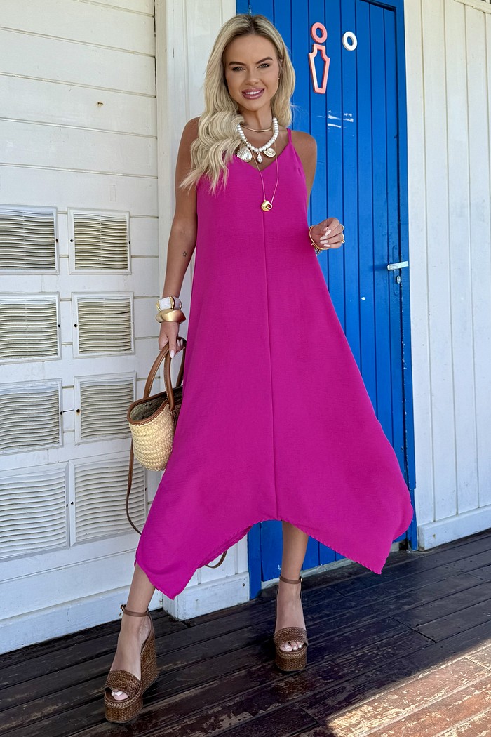Vestido Midi Pontas Aura Pink