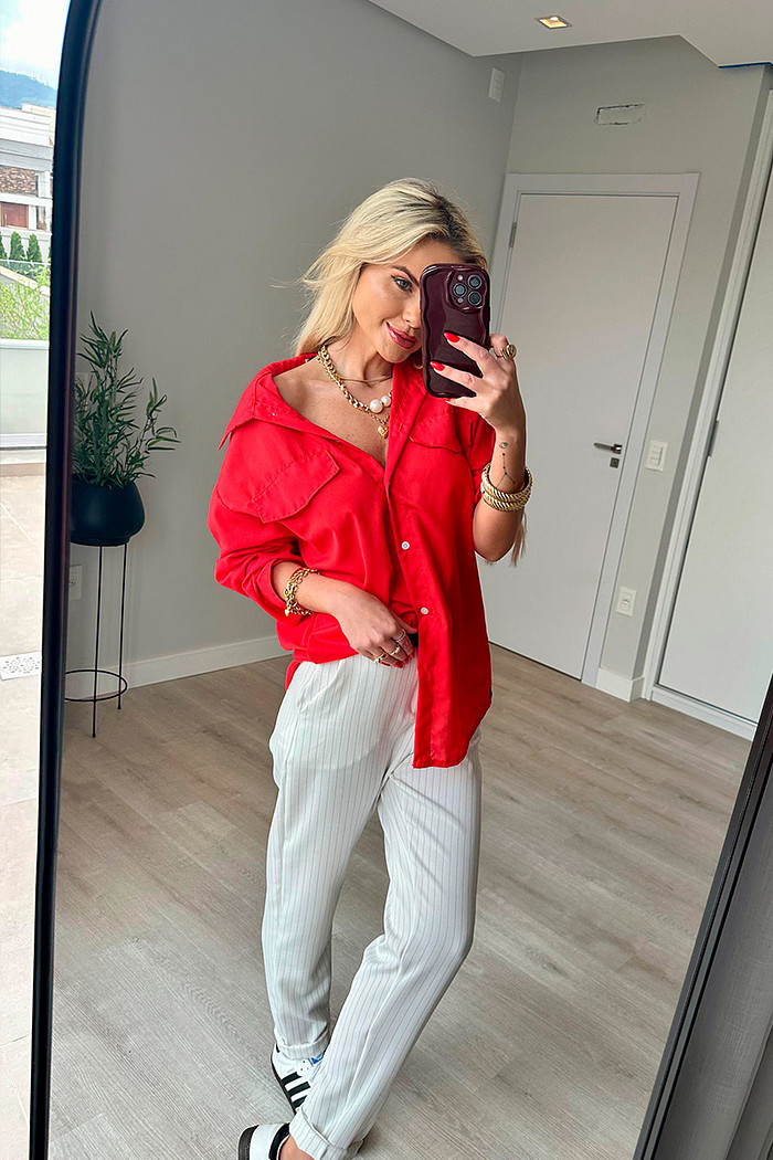 Camisa Tricoline La Vie Vermelho