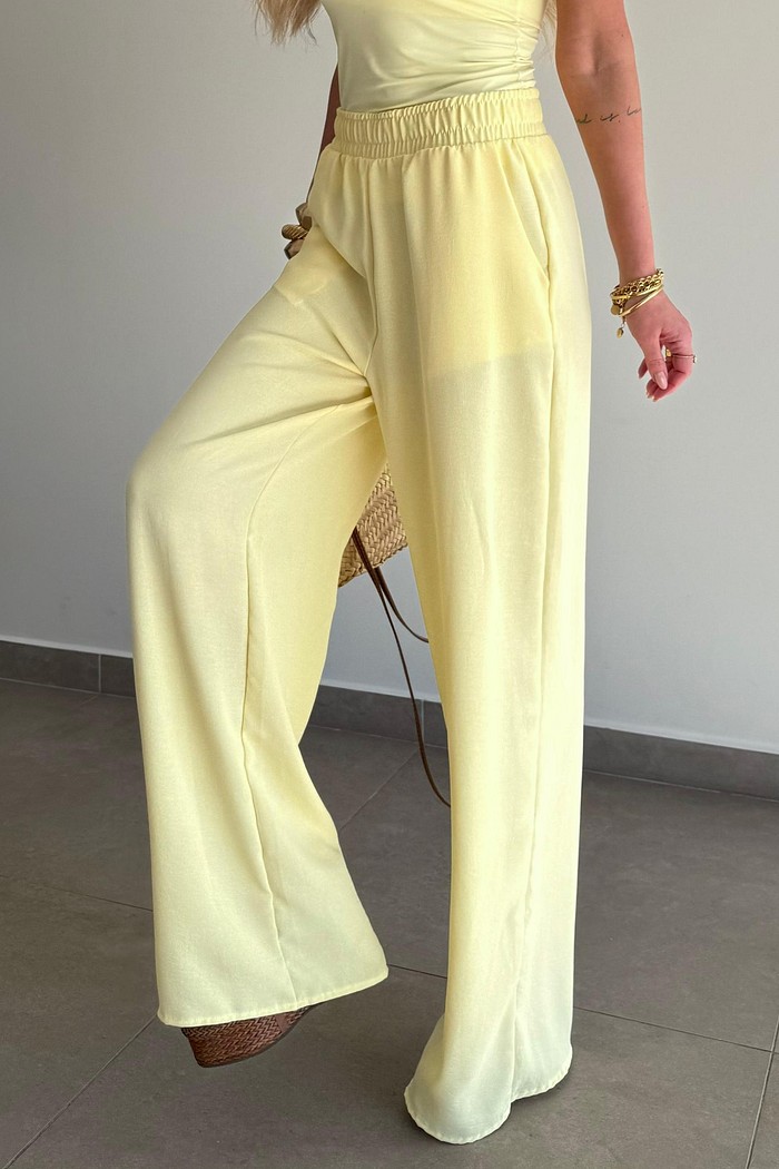 Calça Pantalona Búzios Amarelo Manteiga