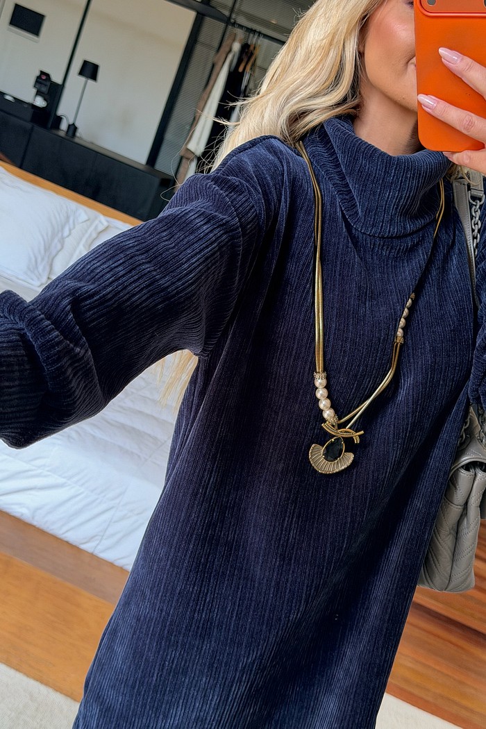 Vestido Ushuaia Tricot Azul Marinho