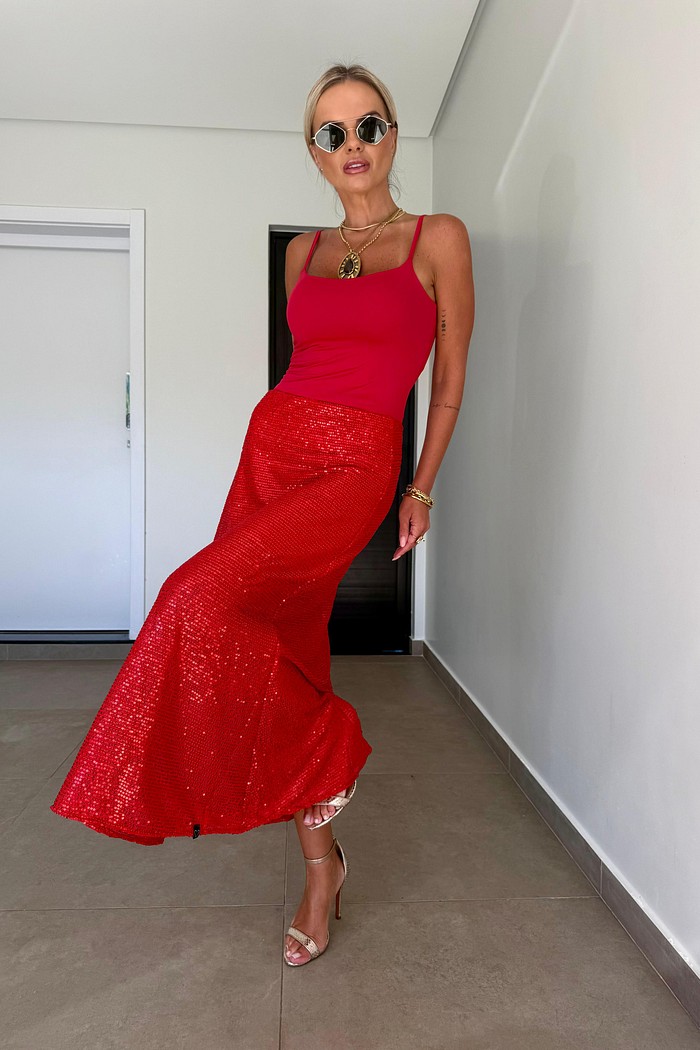 Saia Midi Party Vermelha