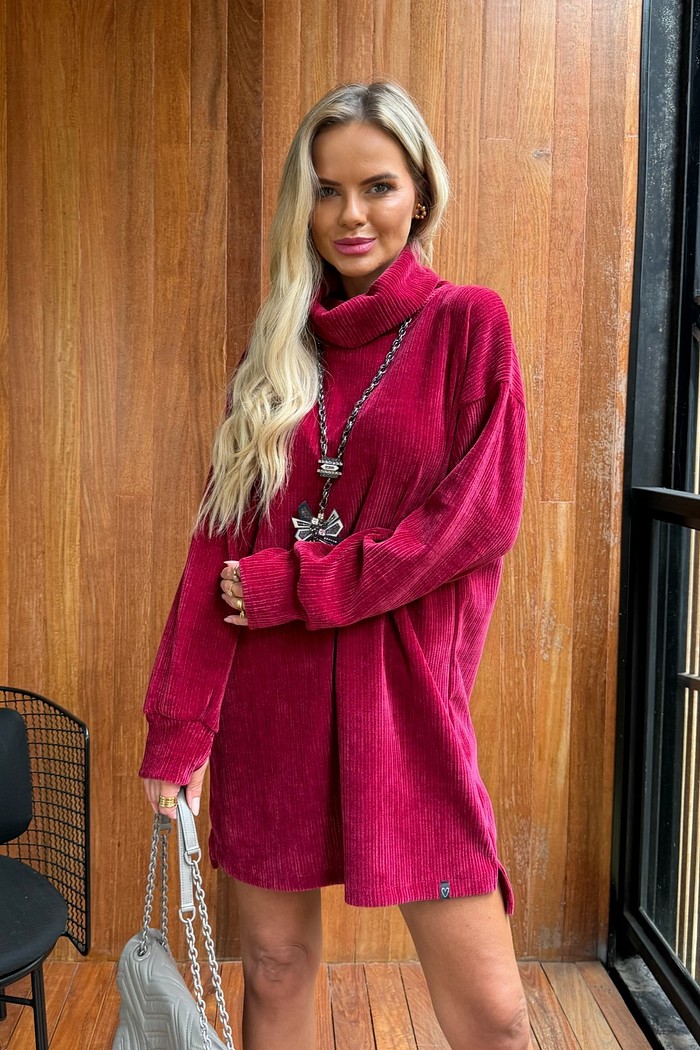 Vestido Ushuaia Tricot Bordô