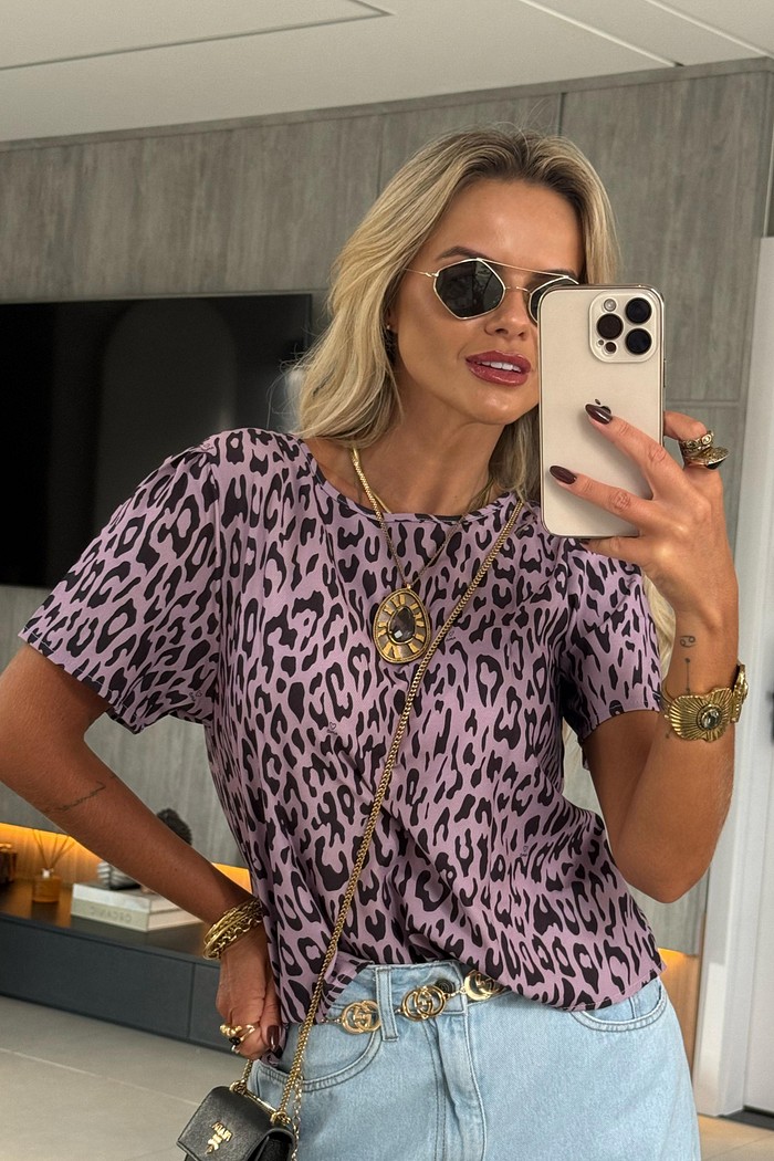 Blusa Lindsay Manga Curta Lavanda