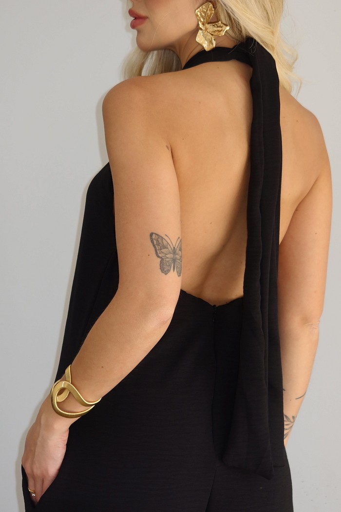 Macacão Transpassado Georgia Preto