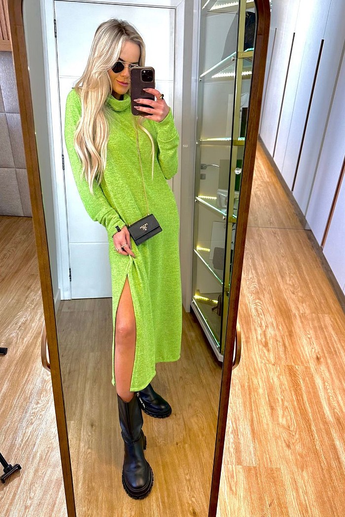 Vestido Midi Tricot Light Verde