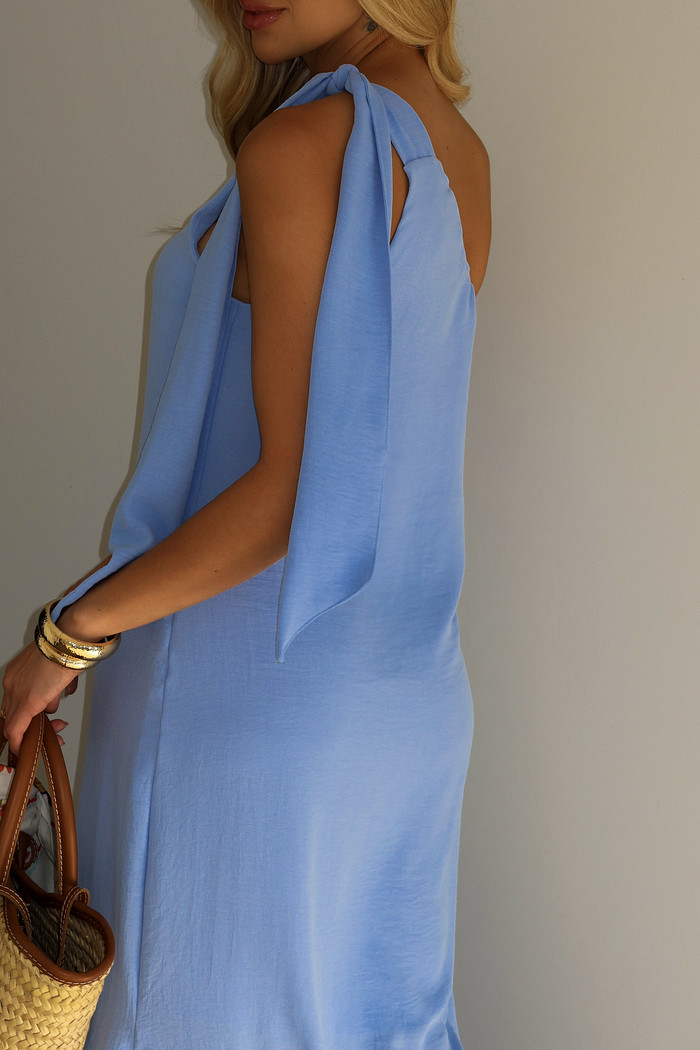 Vestido Longo Ombro Só Capri Azul Claro
