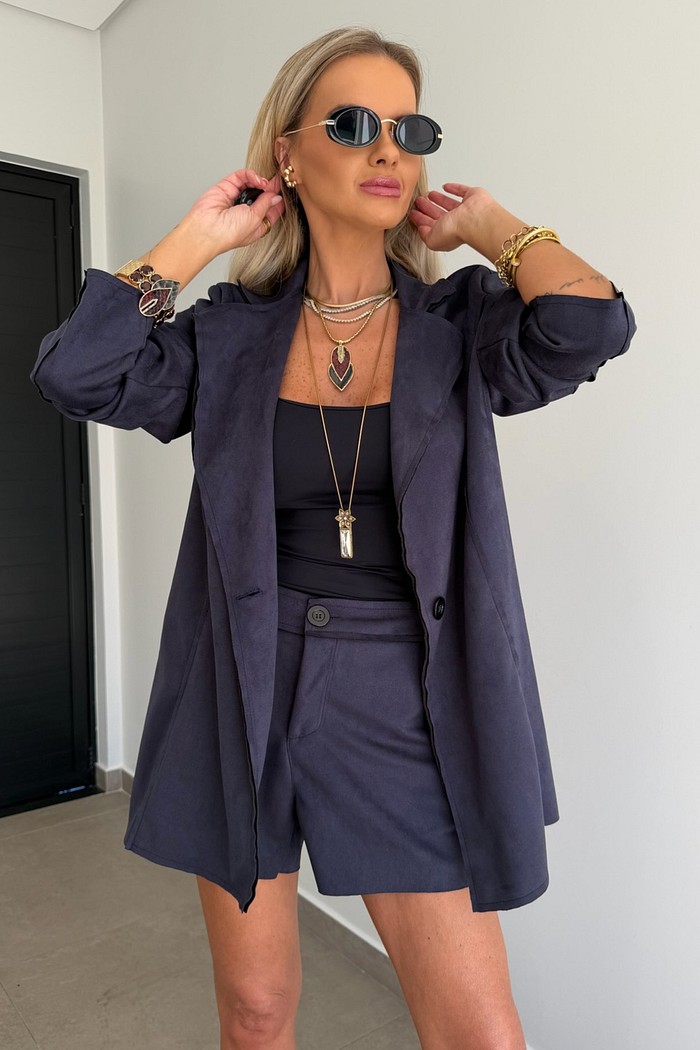 Blazer Suede Azul Marinho