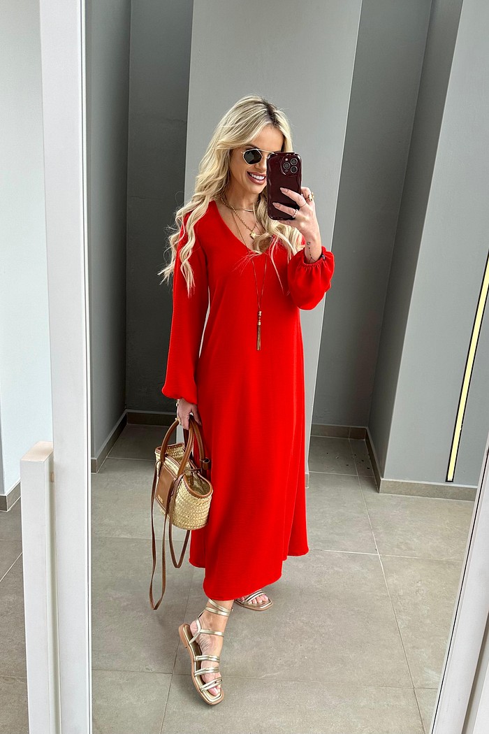 Vestido Athenas Vermelho Scarlet