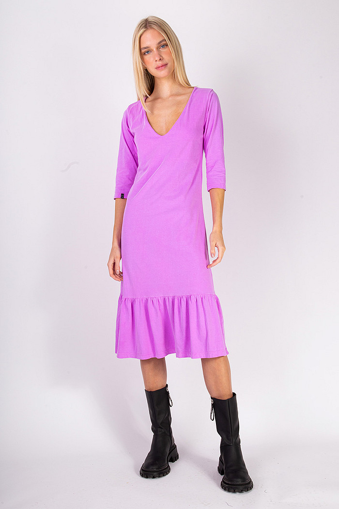 Vestido Midi Babado Violeta