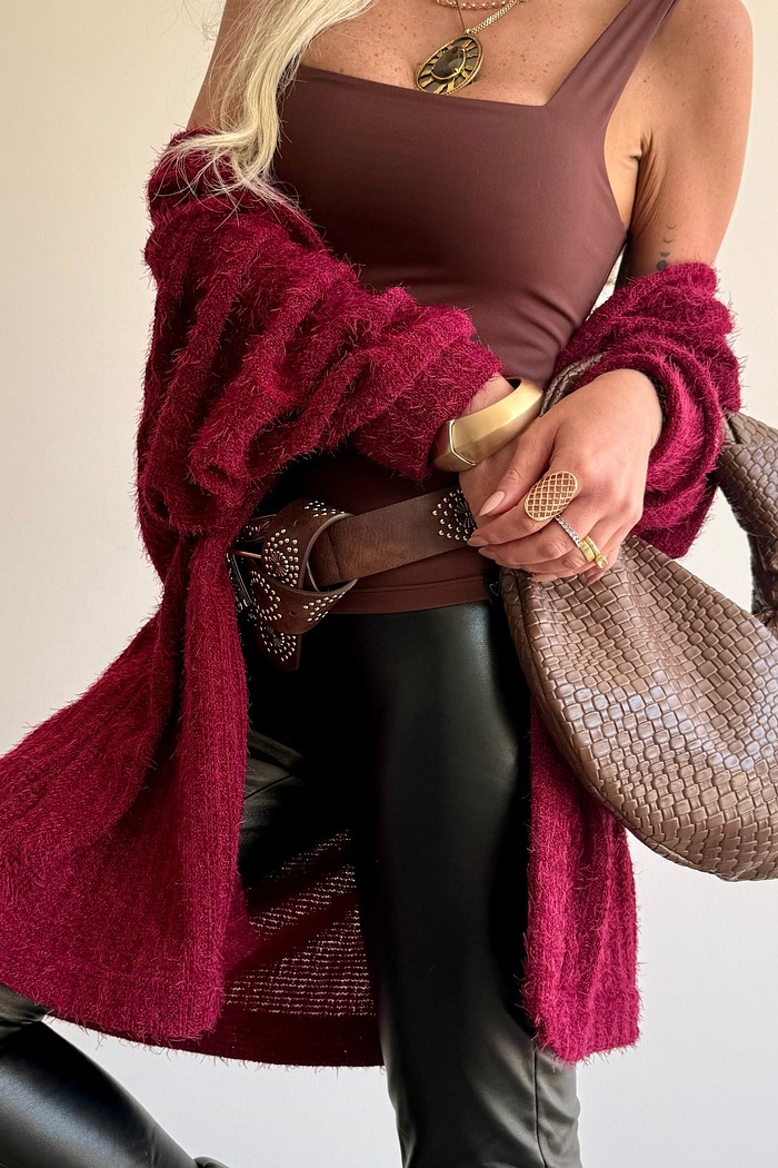 Casaco Amplo Tricot Julieta Vinho