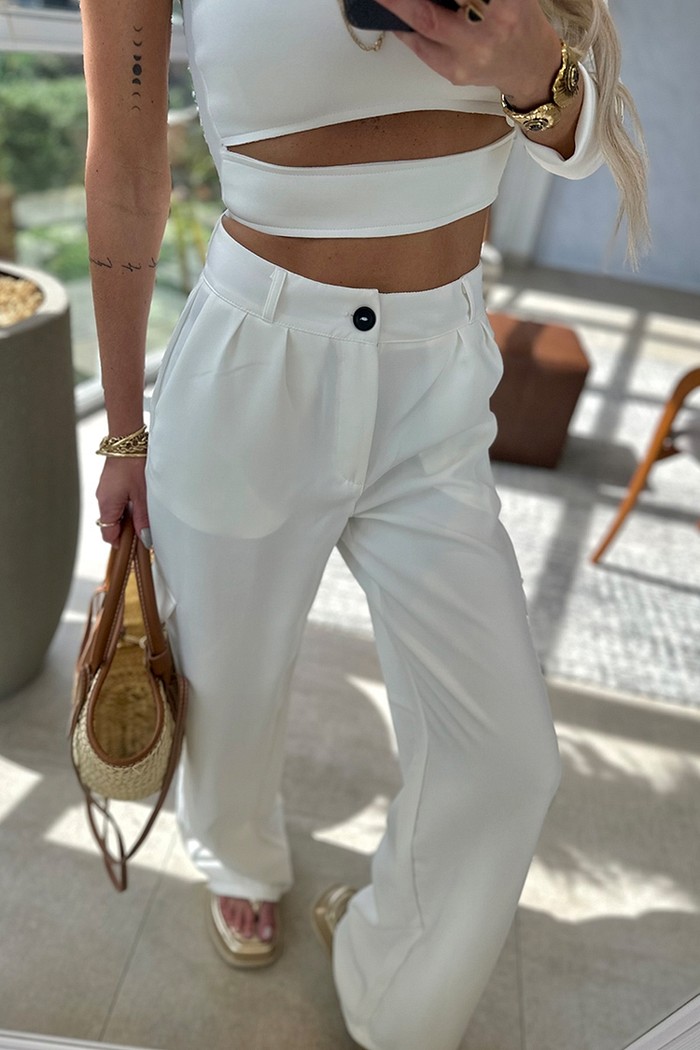 Calça Cargo Alfaiataria Suzy Off White