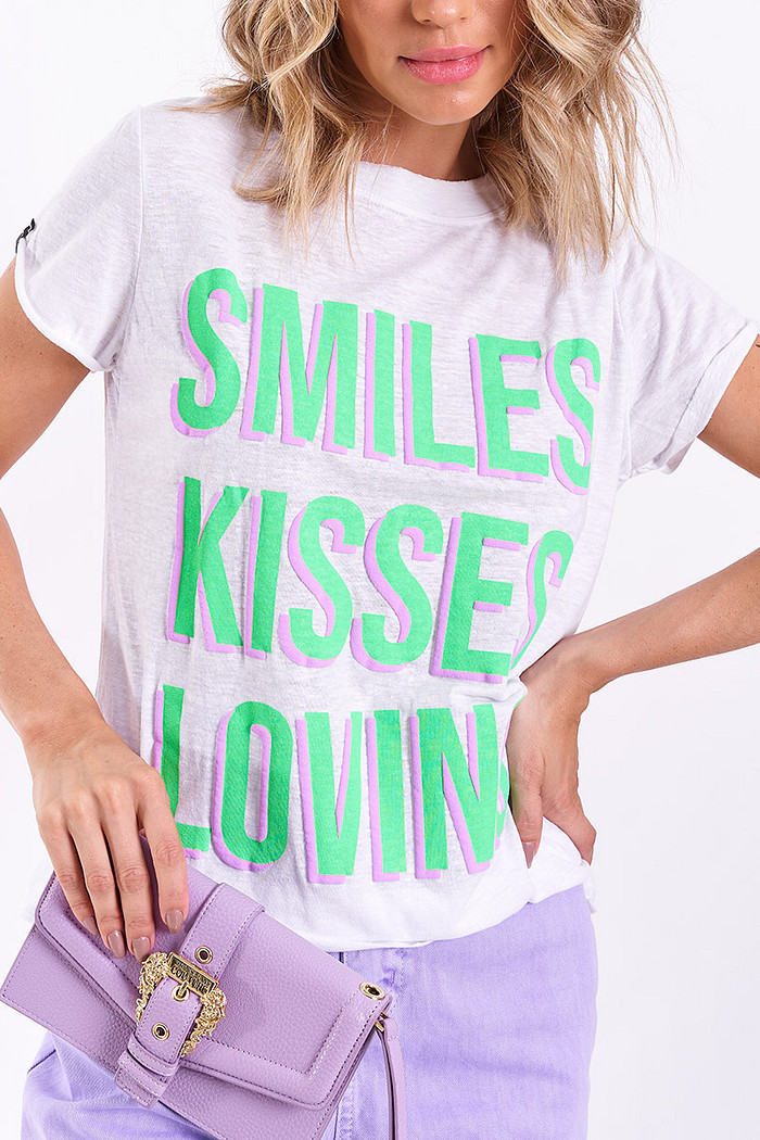 T-shirt Smiles Branco com Verde