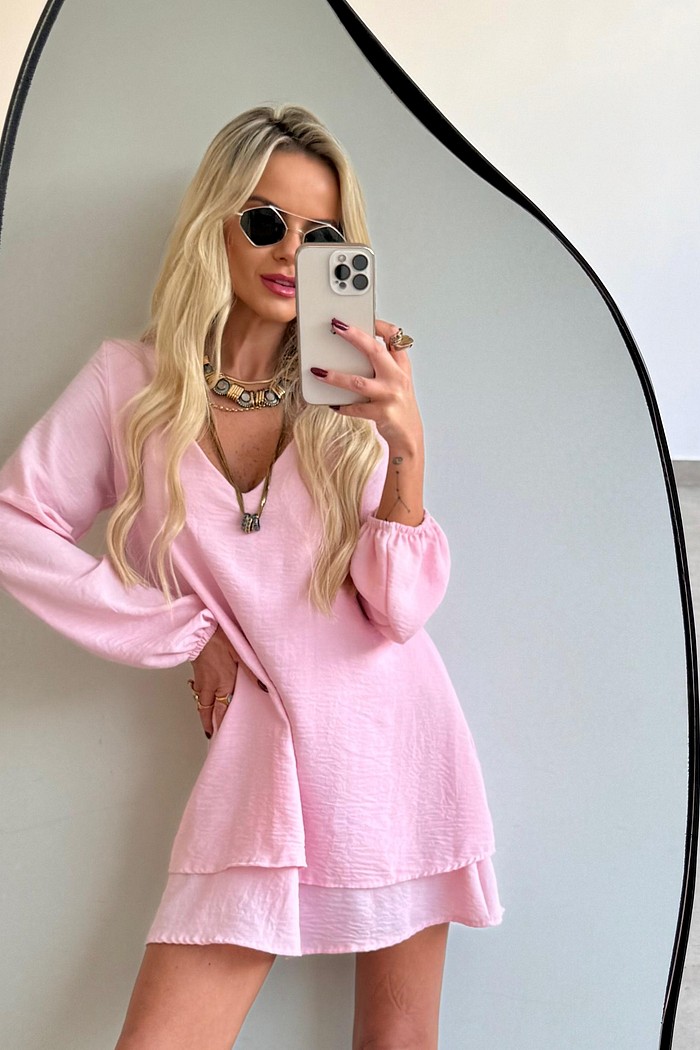 Vestido Duplo Maya Rosa Baby