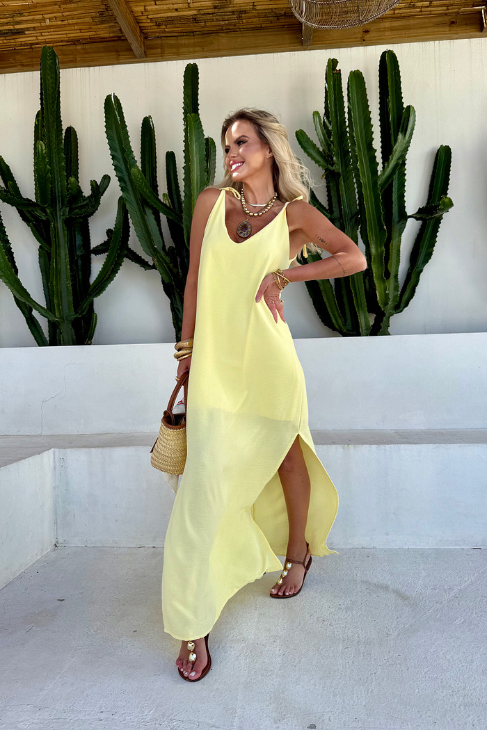 Vestido Longo Ibiza Amarelo Manteiga