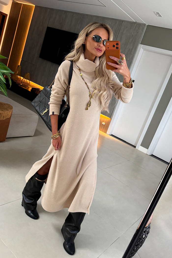 Vestido Midi Tricot Aveia