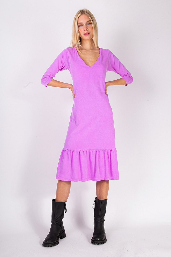 Vestido Midi Babado Violeta