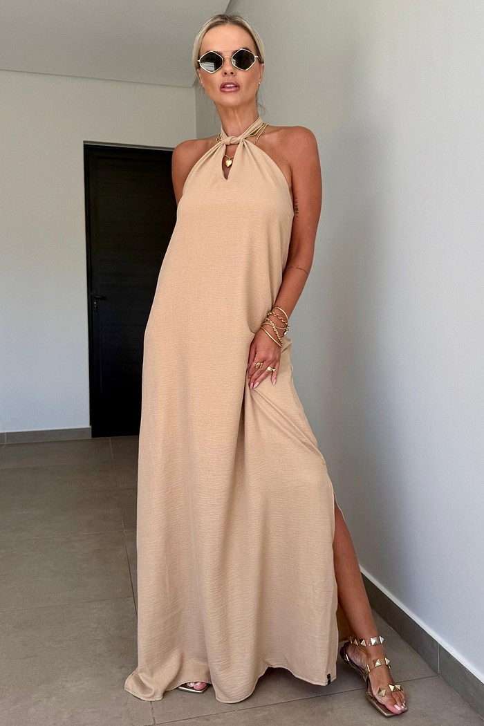 Vestido Longo Shine Nude