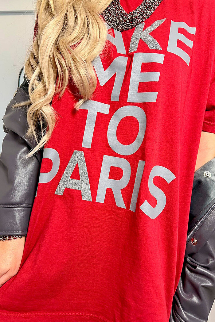 T-Shirt Alongada Take Me To Paris Cereja