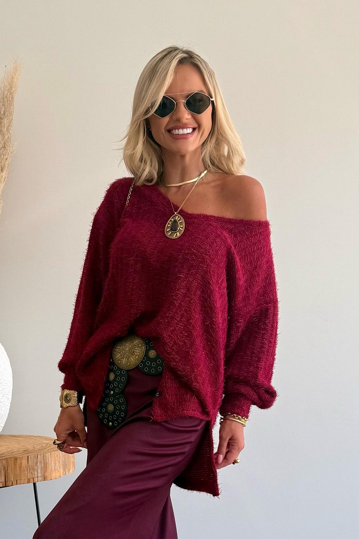 Blusa Ampla Tricot Julieta Vinho