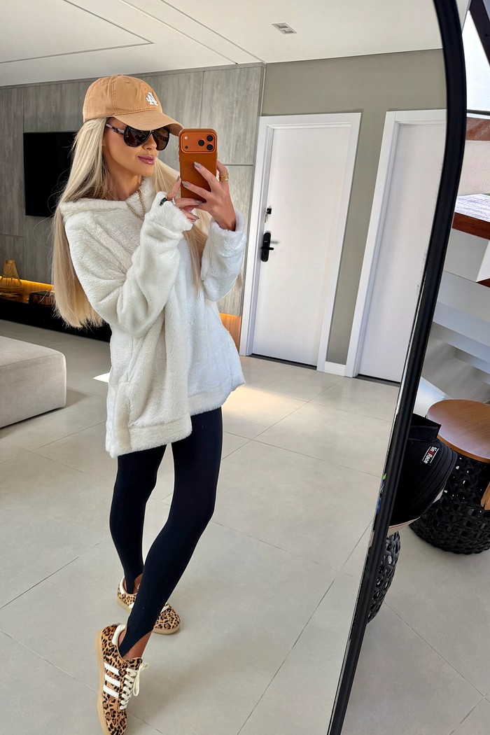 Blusão Pele Ágata Off White