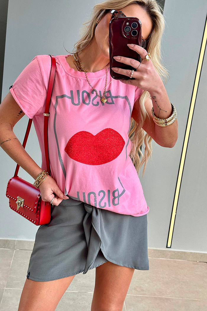 T-shirt Bisou Rosa