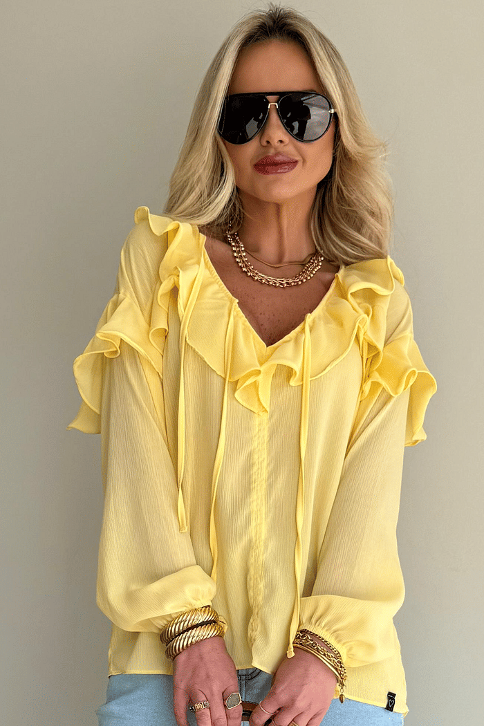 Camisa Veneza Amarelo Manteiga