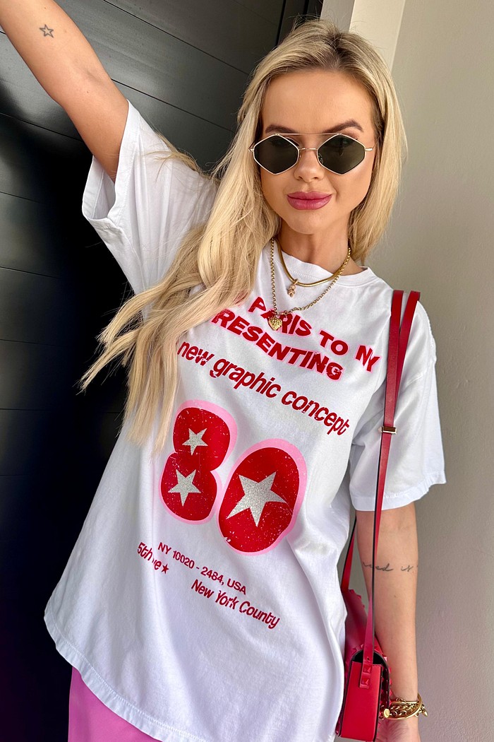 T-shirt Alongada Stars Branca