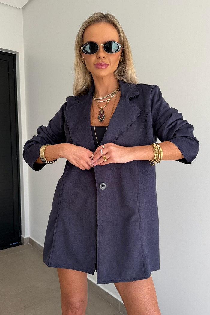 Blazer Suede Azul Marinho