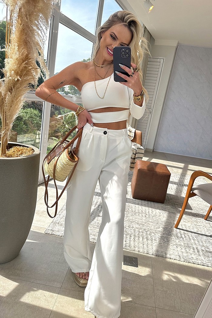 Calça Cargo Alfaiataria Suzy Off White