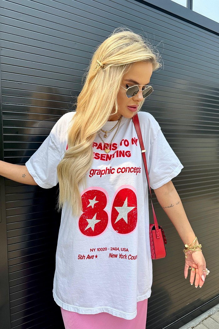 T-shirt Alongada Stars Branca