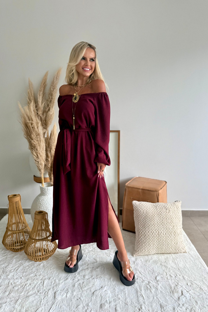 Vestido Boho Midi Olivia Cherry Lacquer