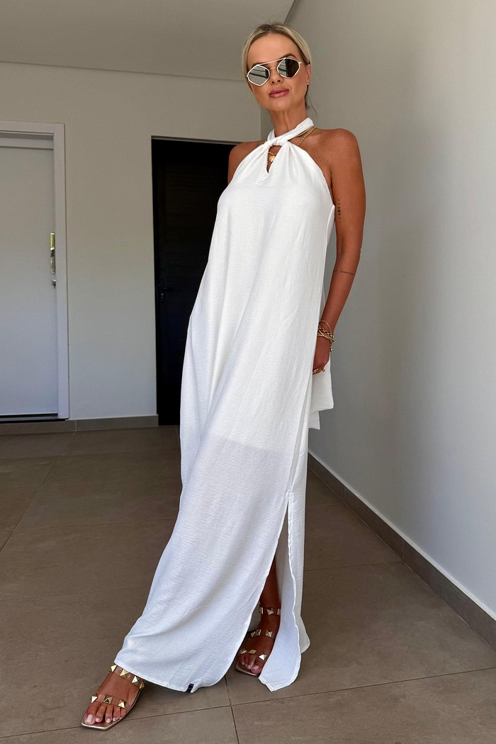 Vestido Longo Shine Off White