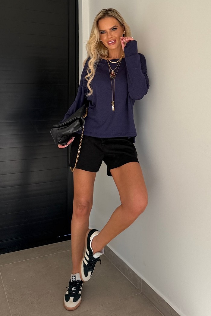 Blusa Ampla de Lanzinha Azul Marinho