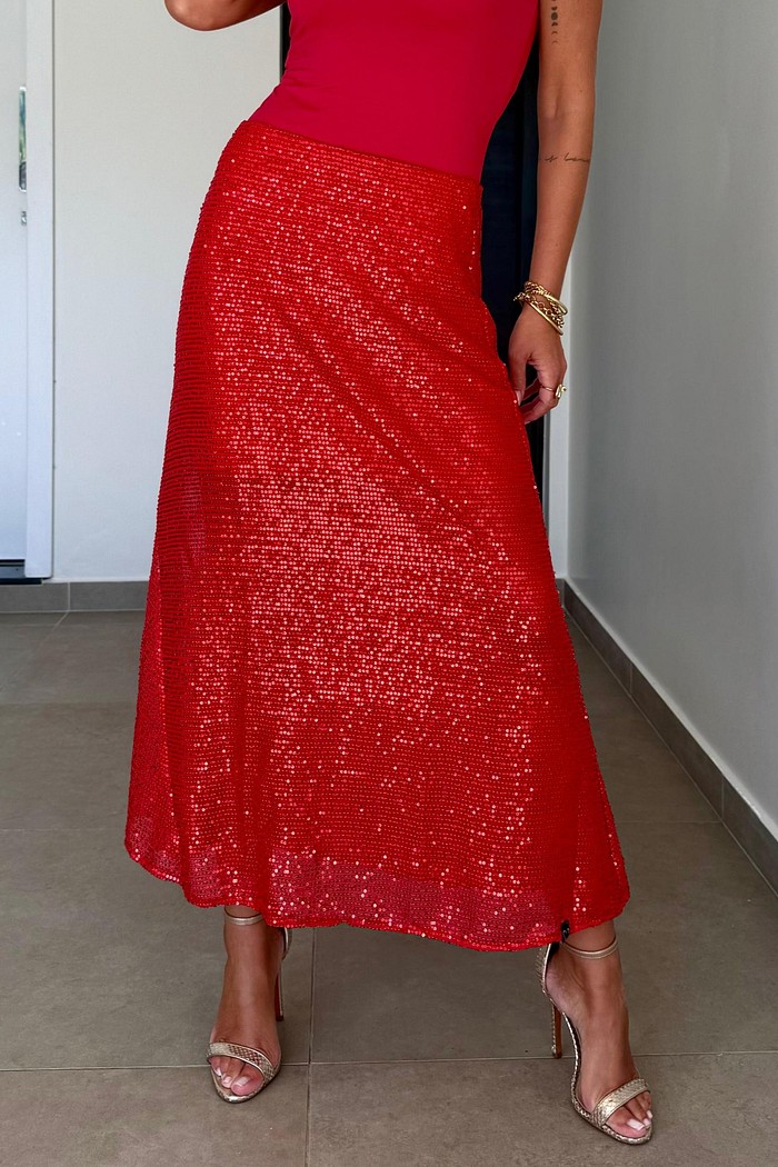 Saia Midi Party Vermelha
