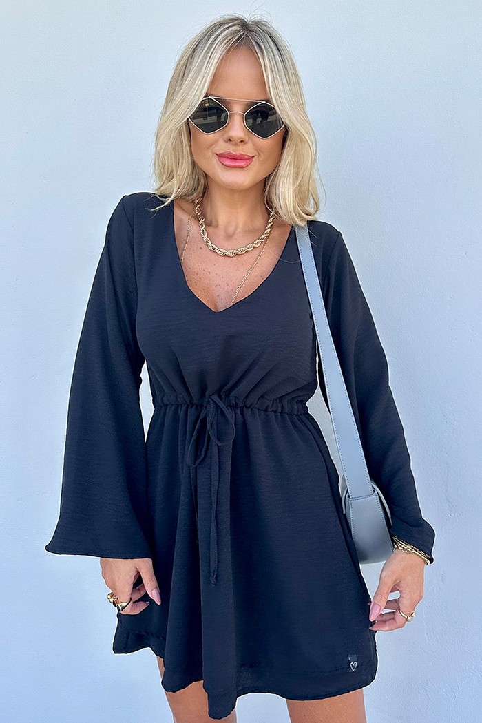 Vestido Gaby Manga Longa Preto