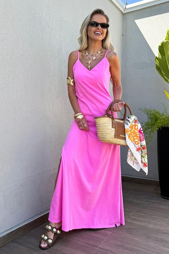 Vestido Longo Alças July Pink