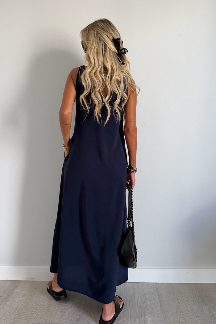 Vestido Midi Mahina Azul Marinho