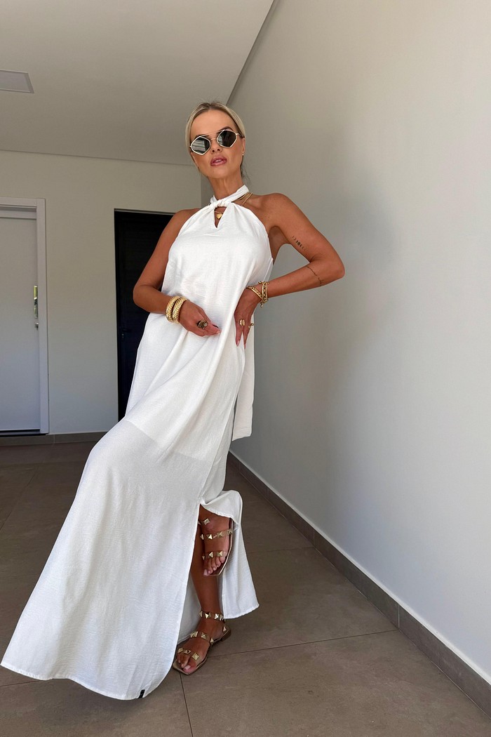 Vestido Longo Shine Off White