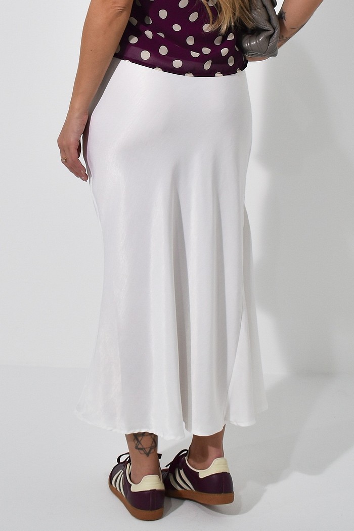 Saia Midi Cetim Cloe Off White