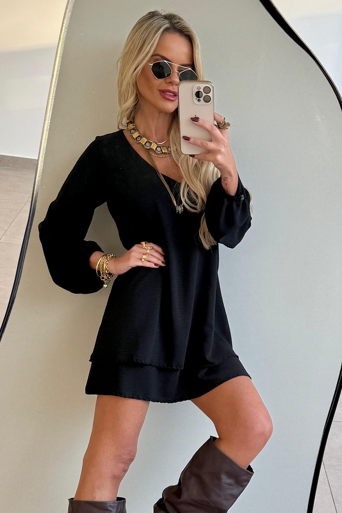 Vestido Duplo Maya Preto